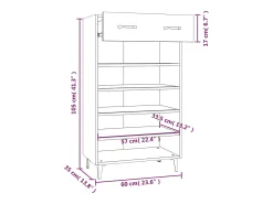 Zapatero blanco 60x35x105 cm Madera contrachapada