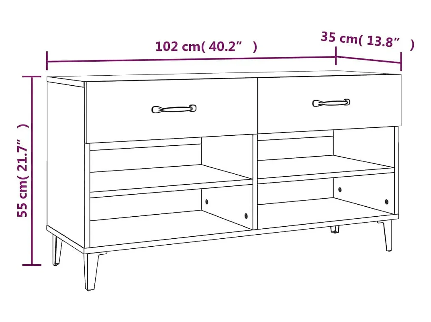 Zapatero blanco 102x35x55 cm Madera contrachapada