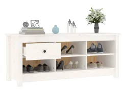 Zapatero blanco 110x38x45,5 cm Madera maciza de pino