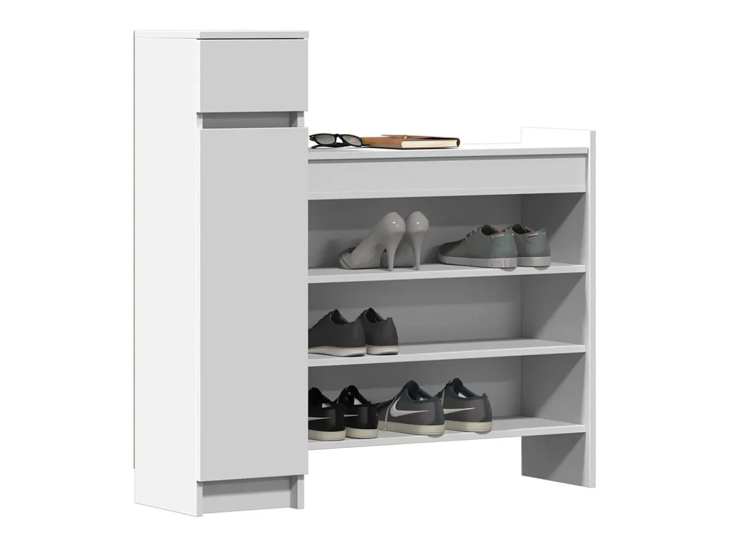 Zapatero blanco 100,5x28x100 cm madera contrachapada