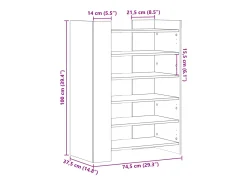 Zapatero blanco 74,5x37,5x100 cm madera contrachapada