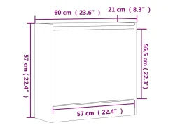 Zapatero blanco 60x21x57 cm madera contrachapada