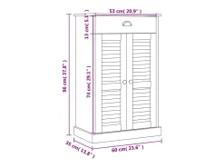 Zapatero blanco 60x35x96 cm madera maciza de pino