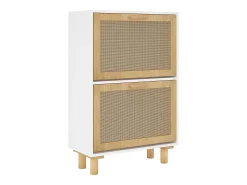 Zapatero blanco 52x25x80 cm Madera de ingeniería/Ratán