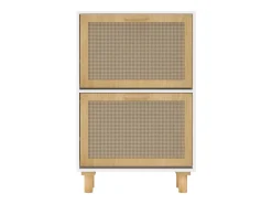 Zapatero blanco 52x25x80 cm Madera de ingeniería/Ratán
