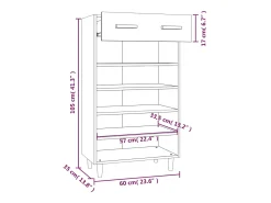 Zapatero blanco 60x35x105 cm Madera contrachapada