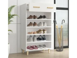 Zapatero blanco 60x35x105 cm Madera contrachapada
