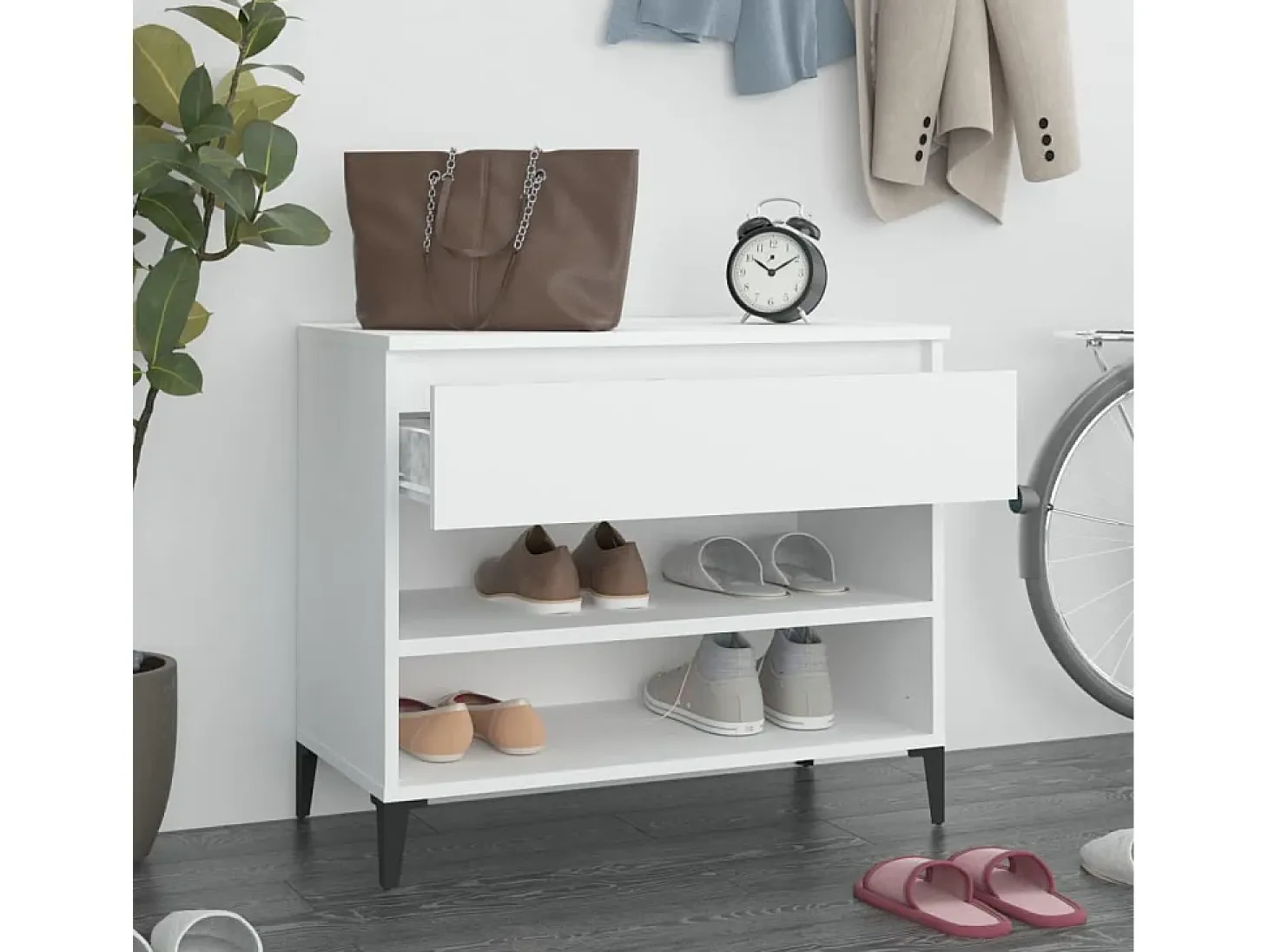 Zapatero blanco 70x36x60 cm Madera contrachapada