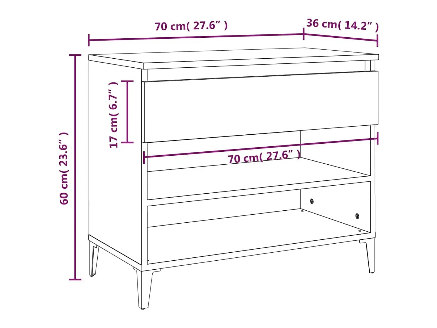 Zapatero blanco 70x36x60 cm Madera contrachapada