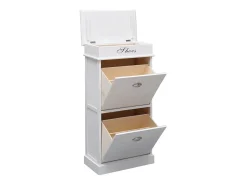 Zapatero blanco 50x28x98 cm madera de paulownia