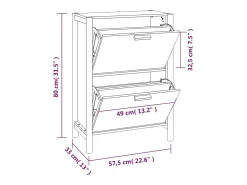 Zapatero blanco 57,5x33x80 cm Madera contrachapada