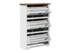 Zapatero blanco y marrón 80x35x118 cm