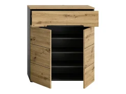 Zapatero Canu 1 cajón 2 puertas decoración roble.