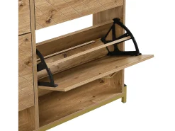 Zapatero compacto de 4 puertas con estantes abiertos - Madera - 108,5 cm - para entrada y pasillo