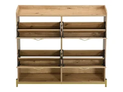 Zapatero compacto de 4 puertas con estantes abiertos - Madera - 108,5 cm - para entrada y pasillo