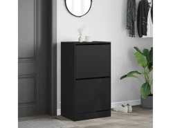 Zapatero con 2 cajones abatibles, negro, 60x42x108 cm