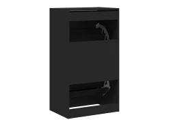 Zapatero con 2 cajones abatibles, negro, 60x42x108 cm