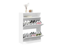 Zapatero con 2 cajones abatibles, blanco, 80x34x116 cm