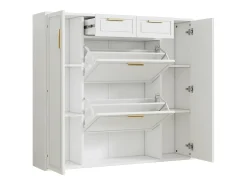 Zapatero con 2 cajones y 4 puertas - Blanco 120x24x107 cm