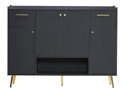 Zapatero con 2 cajones y 4 puertas - 130 x 37 x 100 cm - patas de metal y tablero de partículas - Negro