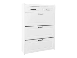 Zapatero con 2 cajones y 3 puertas - Tiradores negros - Madera blanca