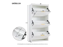 Zapatero con 3 puertas - Blanco 60 x 24 x 114 cm