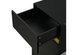 Zapatero con 3 puertas, 1 cajón y cojín - Negro y dorado