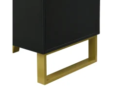 Zapatero con 3 puertas, 1 cajón y cojín - Negro y dorado