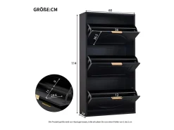 Zapatero con 3 puertas - Negro 60 x 24 x 114 cm