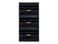 Zapatero con 3 puertas - Negro 60 x 24 x 114 cm