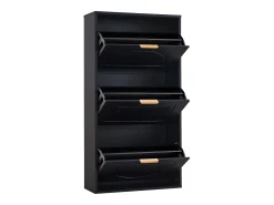 Zapatero con 3 puertas - Negro 60 x 24 x 114 cm