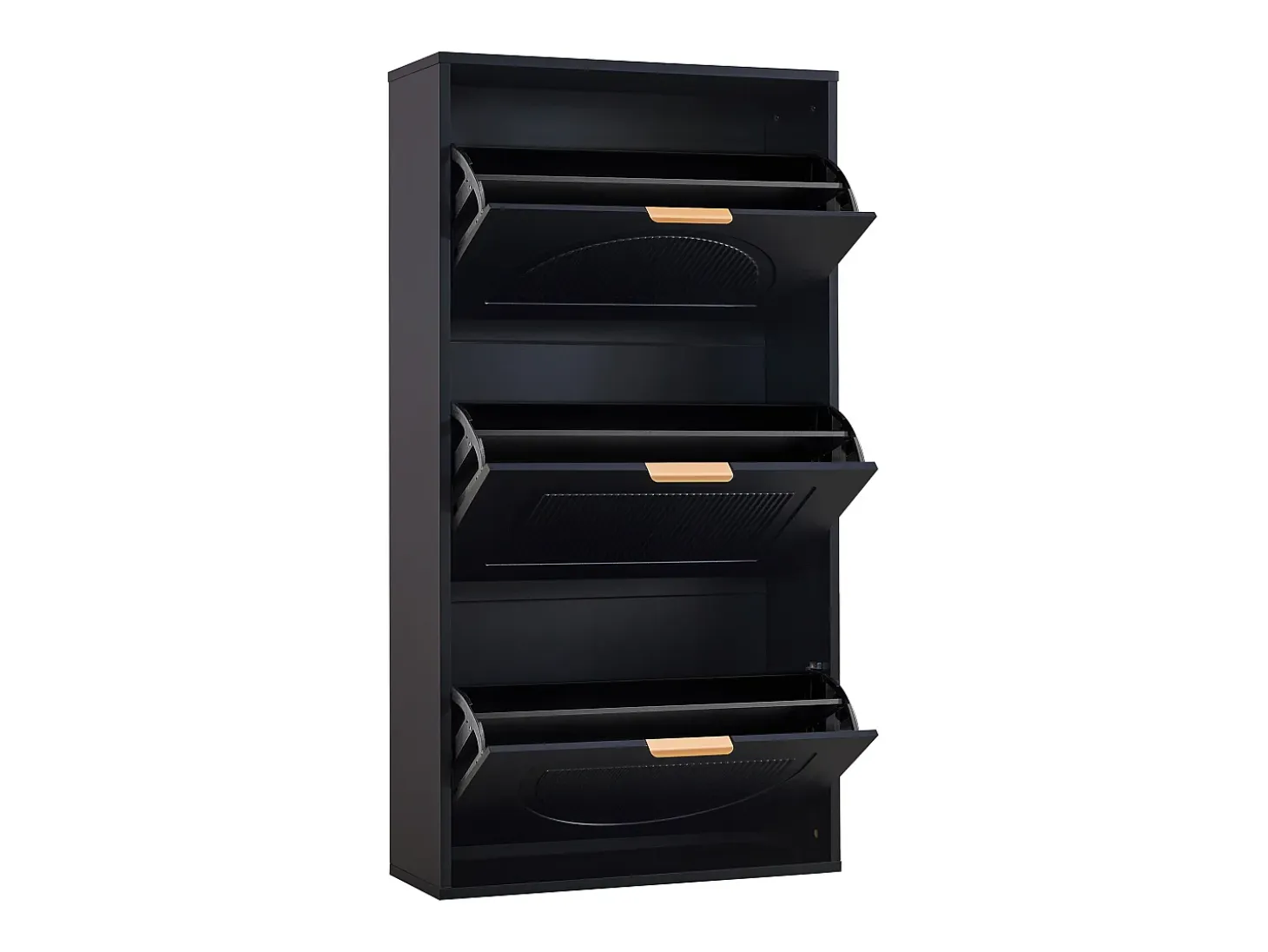 Zapatero con 3 puertas - Negro 60 x 24 x 114 cm
