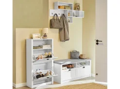 Zapatero con 2 Puertas Abatibles Zapatero Estrecho Organizador para Zapatos Blanco 60 x 24 x 110 cm FSR87-K-W SoBuy ES