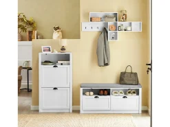 Zapatero con 2 Puertas Abatibles Zapatero Estrecho Organizador para Zapatos Blanco 60 x 24 x 110 cm FSR87-K-W SoBuy ES