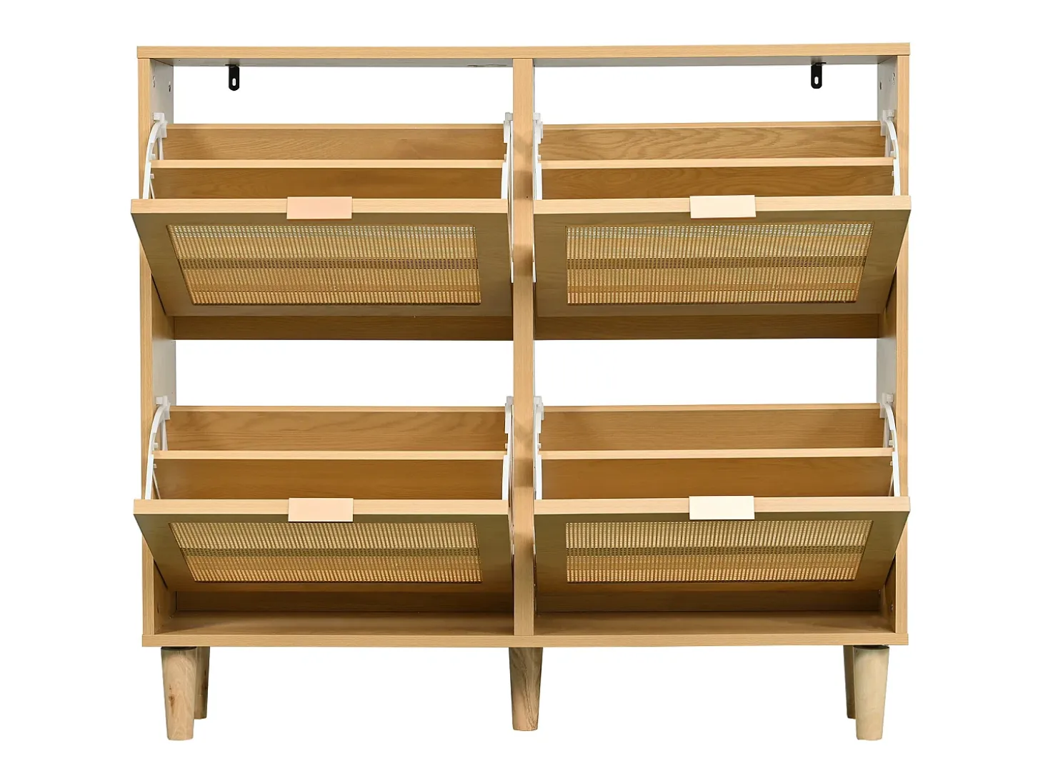 Zapatero con 4 puertas abatibles - paneles de partículas - Roble claro