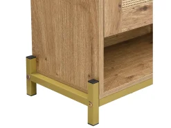 Zapatero con 4 puertas de ratán - 108,5 x 24 x 100 cm - estructura de metal - MDF - natural