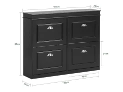 Zapatero con 4 Puertas Organizador para Zapatos 105 x 24 x 82 cm ES Negro FSR79-SCH SoBuy ES