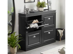 Zapatero con 4 Puertas Organizador para Zapatos 105 x 24 x 82 cm ES Negro FSR79-SCH SoBuy ES