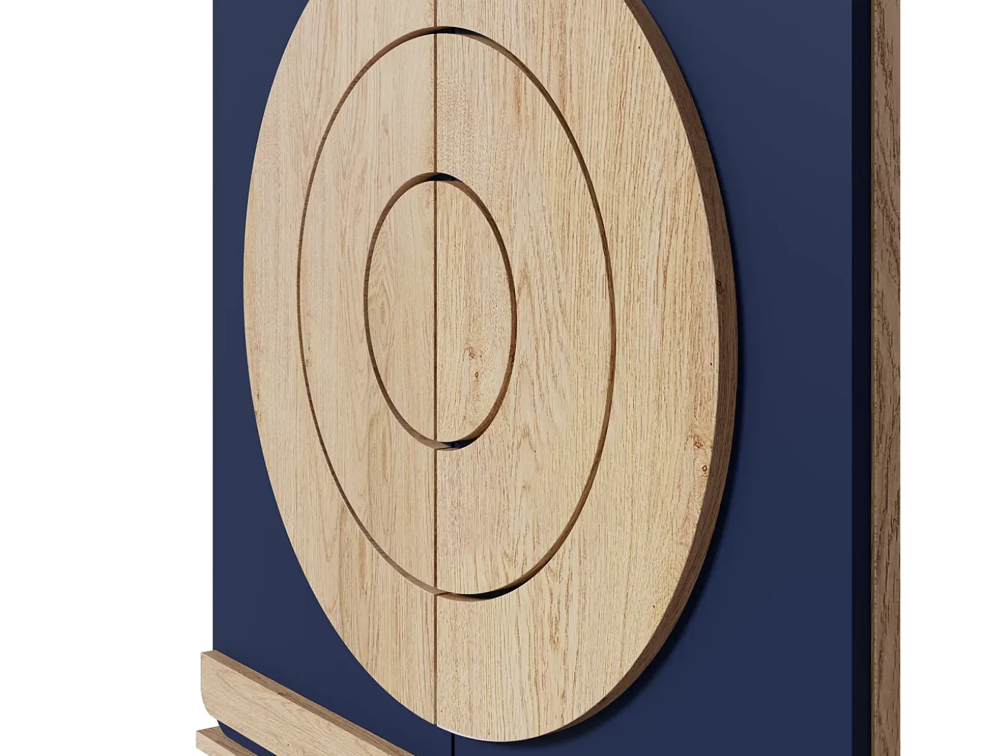 Zapatero con 2 puertas redondas y geométricas - Azul y natural claro