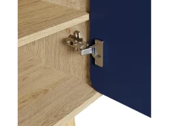 Zapatero con 2 puertas redondas y geométricas - Azul y natural claro