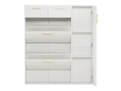Zapatero con 3 puertas y 2 cajones - 95 x 24 x 107,5 cm - Estantes regulables - Tablero de partículas - Blanco