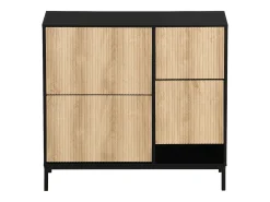Zapatero con 3 puertas y banco oculto - Negro y natural