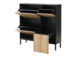 Zapatero con 3 puertas y banco oculto - Negro y natural