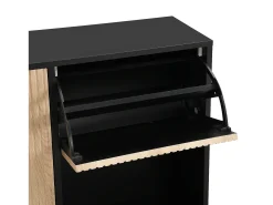Zapatero con 3 puertas y banco oculto - Negro y natural