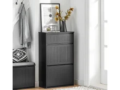 Zapatero Con 2 Solapas Y 1 Cajón Negro FSR165-SCH SoBuy