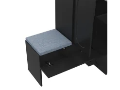 Zapatero con asiento acolchado - Zapatero de 3 puertas y 1 cajón - Almacenamiento abierto - Negro