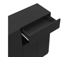 Zapatero con asiento acolchado - Zapatero de 3 puertas y 1 cajón - Almacenamiento abierto - Negro