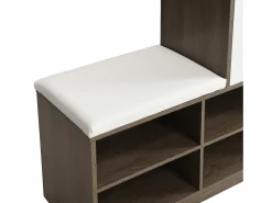 Zapatero con banco para zapatos, 3 puertas y 1 cajón, madera y blanco - para recibidores