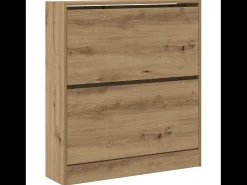 Zapatero con cajón abatible roble ahumado 80x21x87,5 cm
