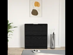 Zapatero con cajón basculante Roble negro 80x21x87,5 cm